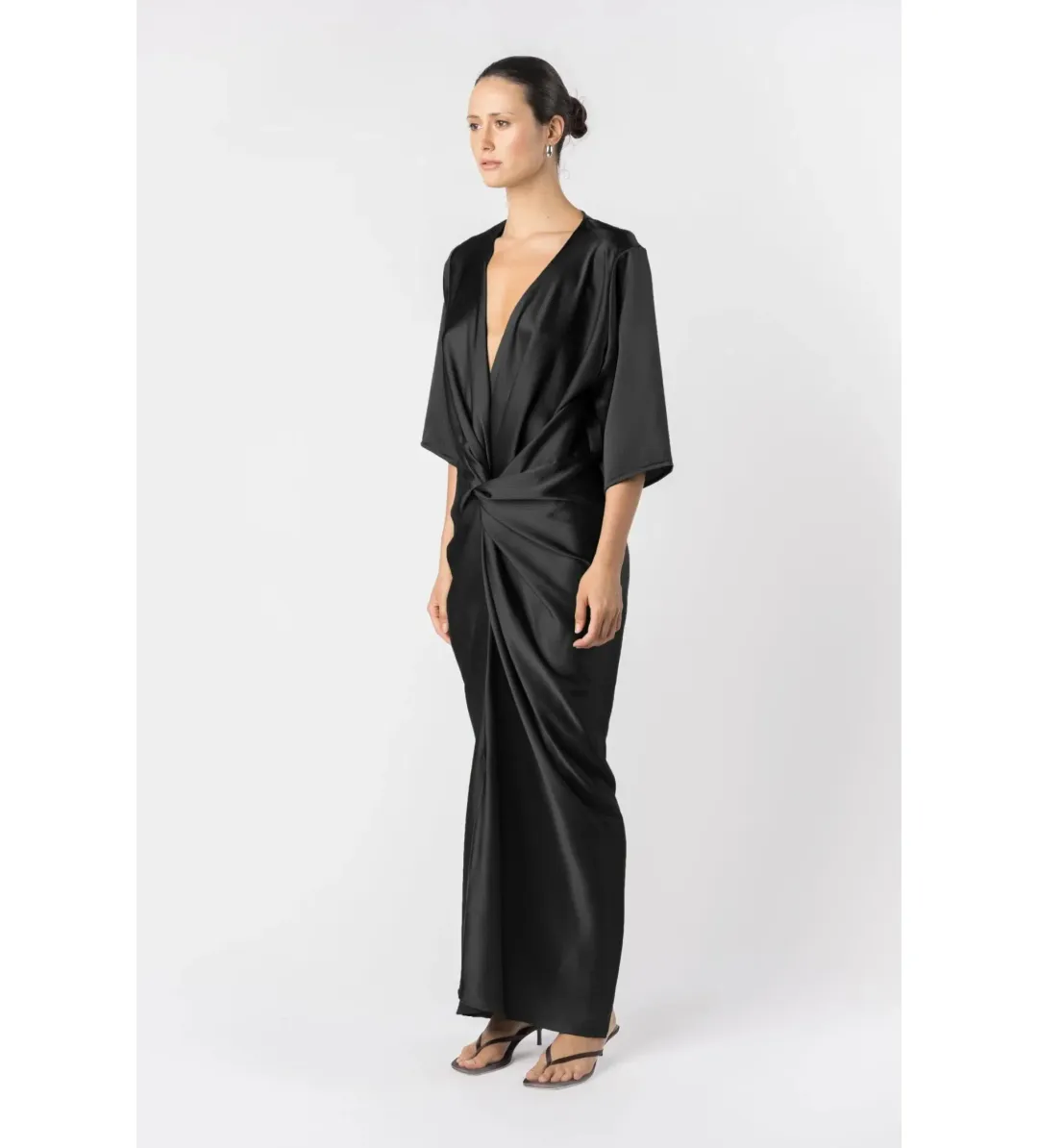 One Fell Swoop Alex Kimono Maxi Dress Obsidian Size AU 10 for rent on The Volte - main image