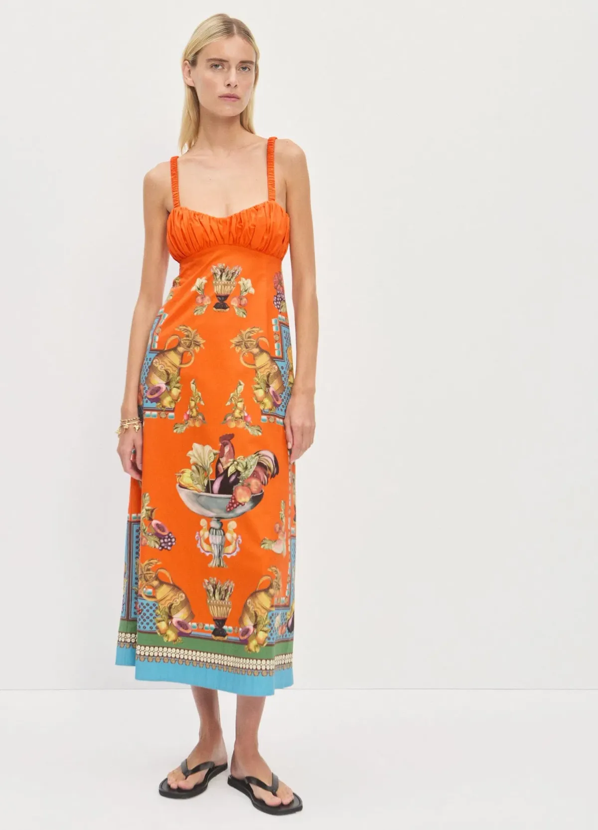 Alemais Rocco Midi Dress Orange Multi Size 8 for rent on The Volte - main image
