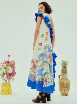 Alemais Nadia One Shoulder Ruffle Midi Dress Multi Size AU 16 for rent on The Volte - image 3