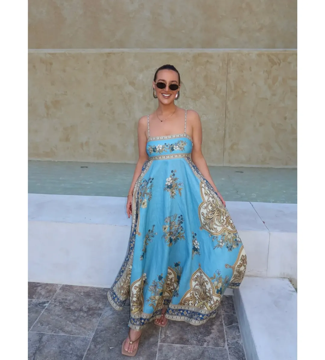 Alemais La Sirena Exclusive Cassie Sundress in Blue Size 16 for rent on The Volte - main image