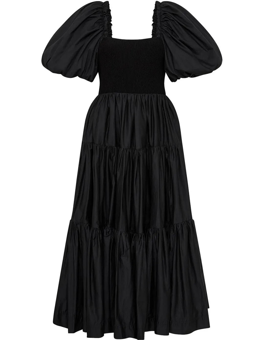 Aje Casa Puff Sleeve Midi Dress Black Size 6 for rent on The Volte - main image