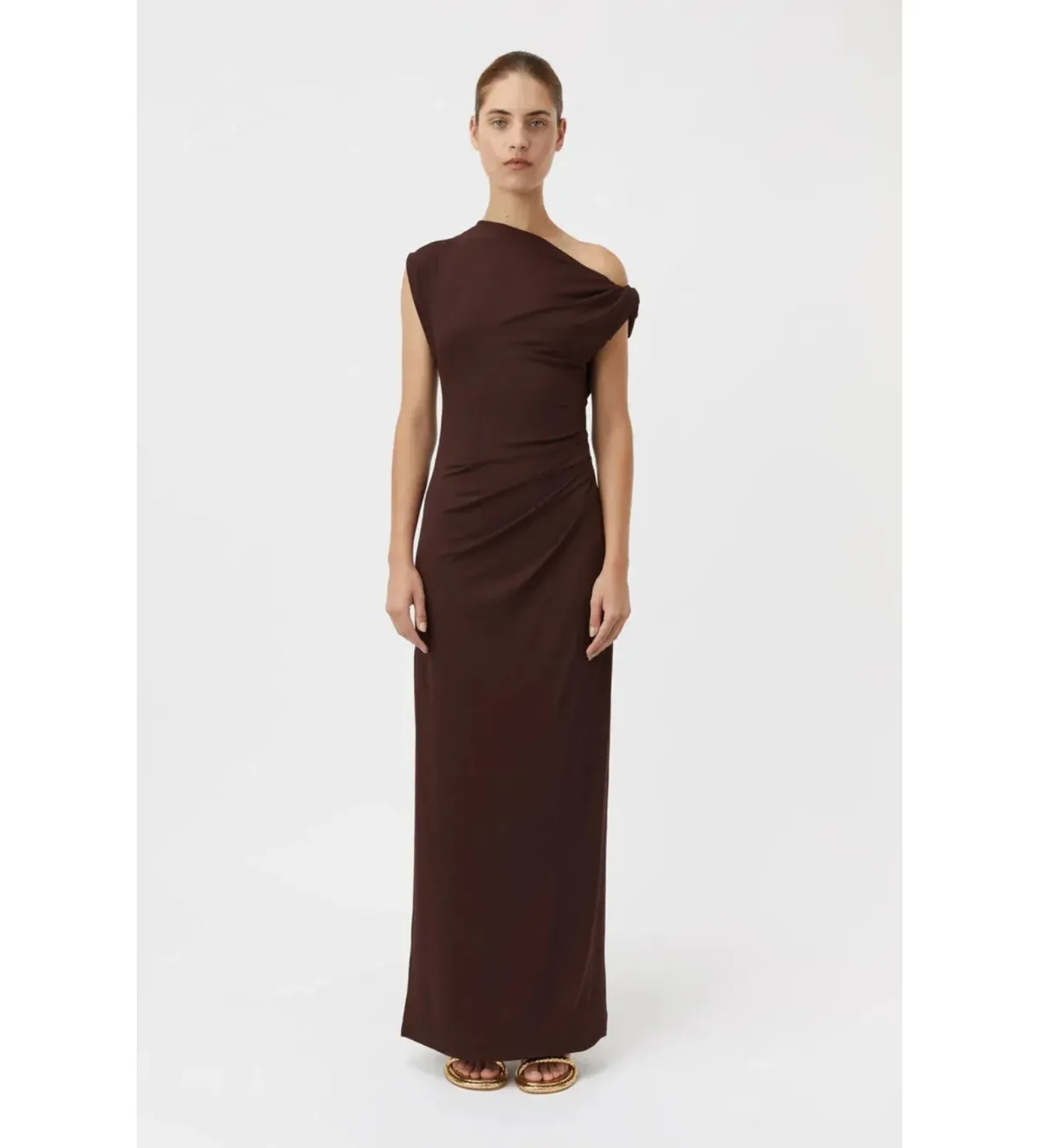 Camilla and Marc Annalise Maxi Dress Chocolate Brown Size AU 12 for rent on The Volte - main image