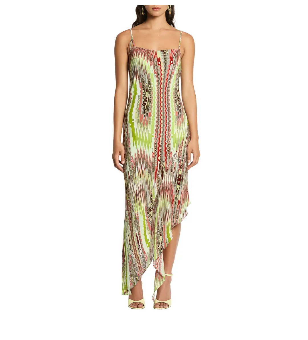 Sass & Bide Phoenix Asymmetric Hem Midi Dress Multi Print Size 6 for rent on The Volte - main image