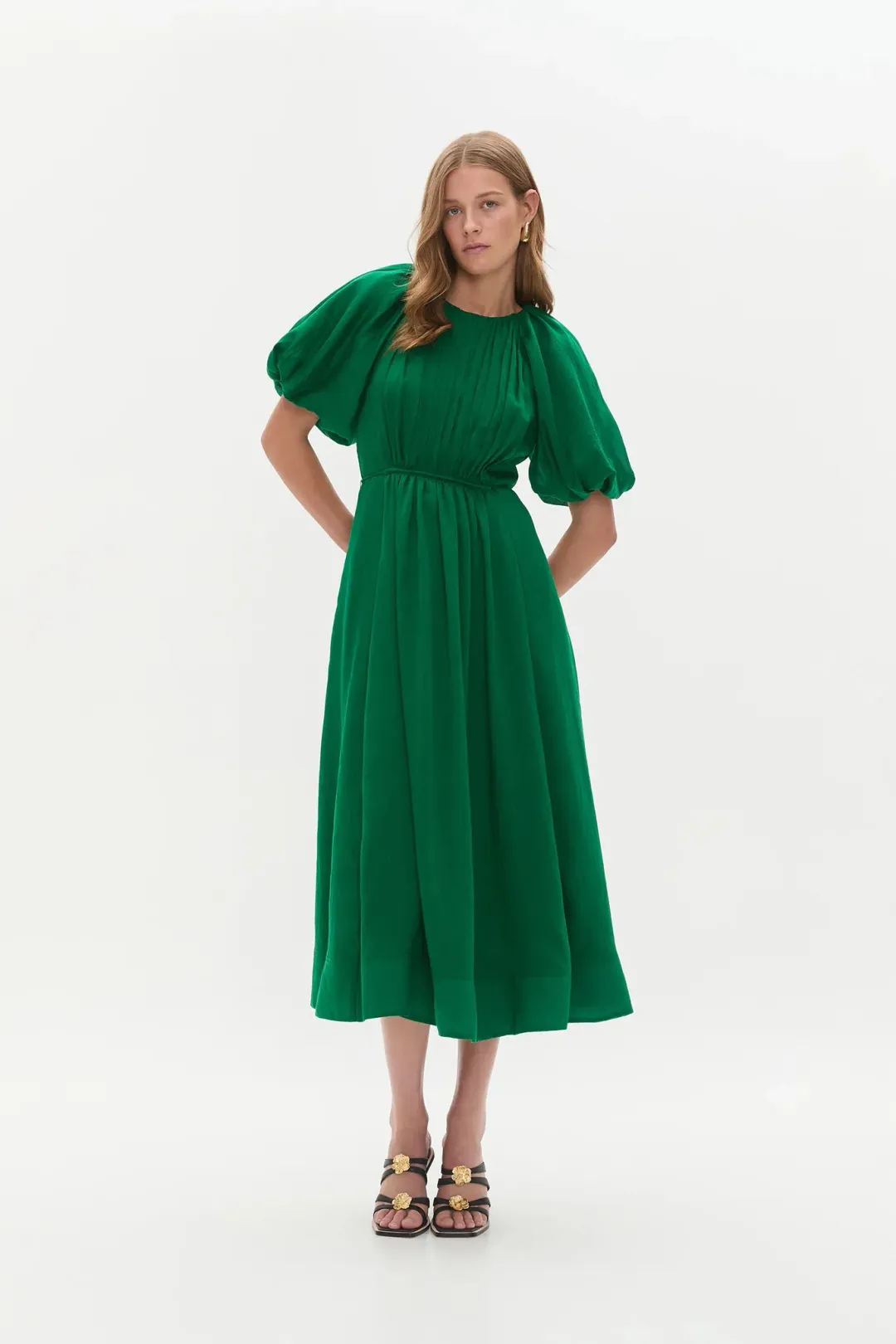 Aje Alma Midi Dress Emerald Sapphire Size 8 for rent on The Volte - main image