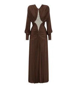 Alemais Silvio Ruched Maxi Dress Brown Size AU 6 for rent on The Volte - image 4