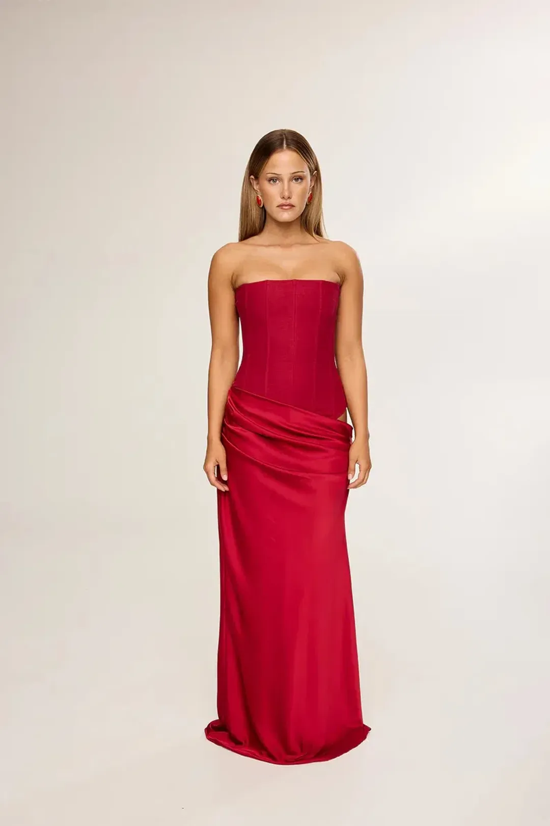 HNTR the label Huxley Maxi Gown in Wine Size S / AU 8 for rent on The Volte - main image