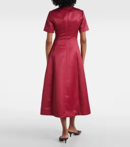 Leo Lin Caroline Short Sleeve Midi Dress Lily Print in Burgundy Size AU 8 for rent on The Volte - image 3