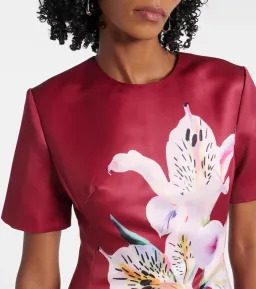 Leo Lin Caroline Short Sleeve Midi Dress Lily Print in Burgundy Size AU 8 for rent on The Volte - image 2