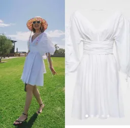NEW Scanlan Theodore Parachute Sleeve Wrap Mini Dress in White Size XS / AU 6 for rent on The Volte - image 5