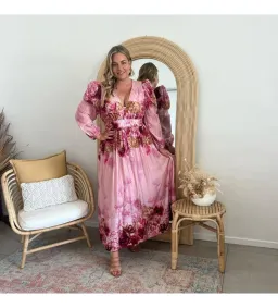 Sheike Swan Lake Midi Dress Pink Floral Size AU 16 for rent on The Volte - image 2