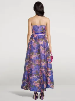 Zimmermann High Tide Strapless Maxi Dress Purple Ikat Floral Size 1 / AU 10 for rent on The Volte - image 3