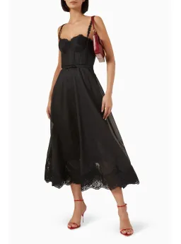 Zimmermann Hypnotic Lace Trim Midi Gown in Black Size 2 / AU 12 for rent on The Volte - image 2