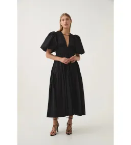 Aje Fallingwater Ruched Midi Dress in Black Size S / AU 8 for rent on The Volte - image 2