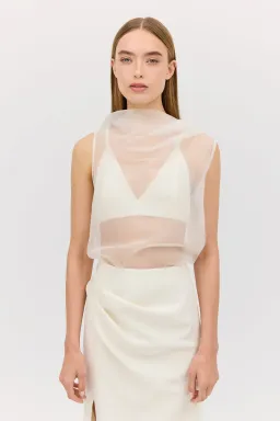 Bianca Spender Cream Organza Cezanne Top Size 10/M for rent on The Volte - image 1