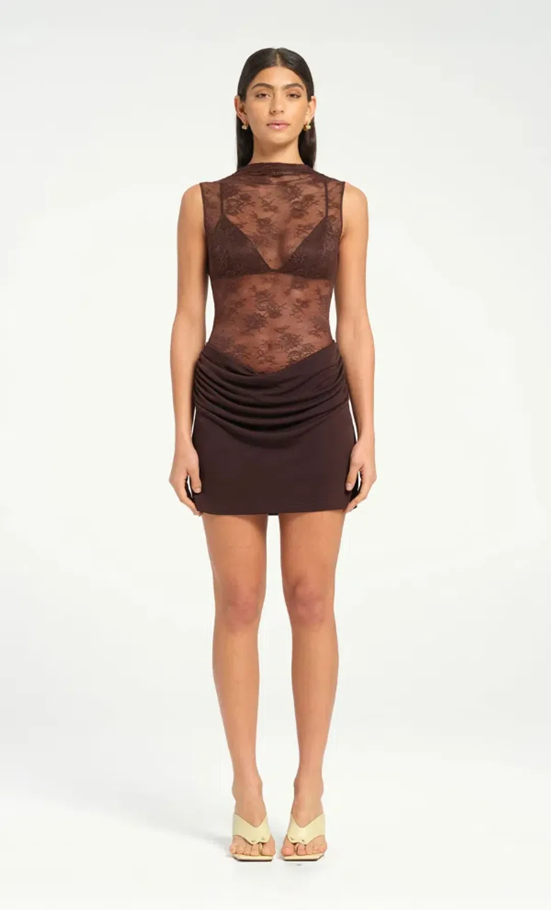 Benni Darby Mini Dress Brown Size 10 for rent on The Volte - main image