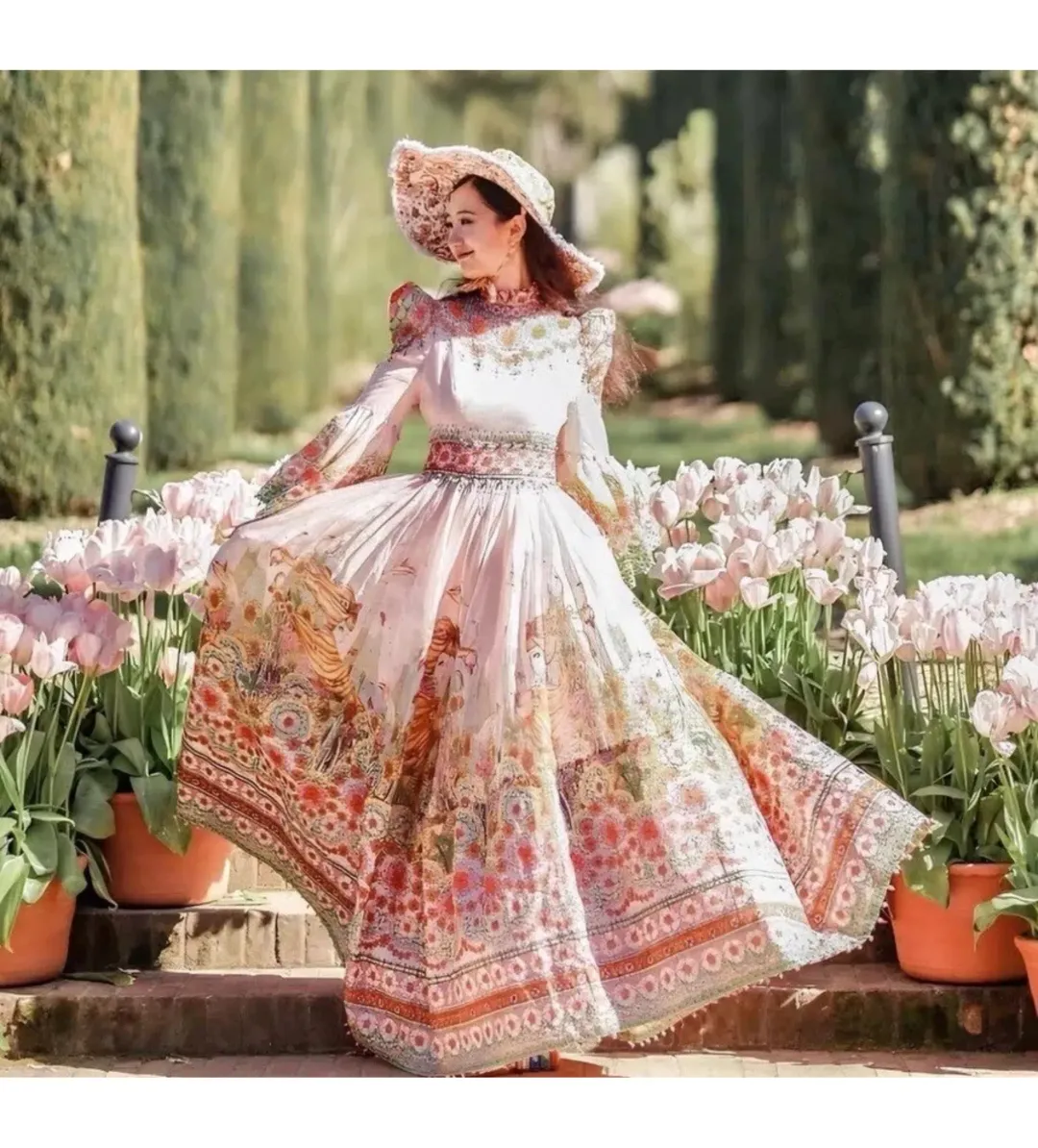 Zimmermann Kaleidoscope Bell Sleeve Gown Multi Floral Size 3 AU 14 for rent on The Volte - main image