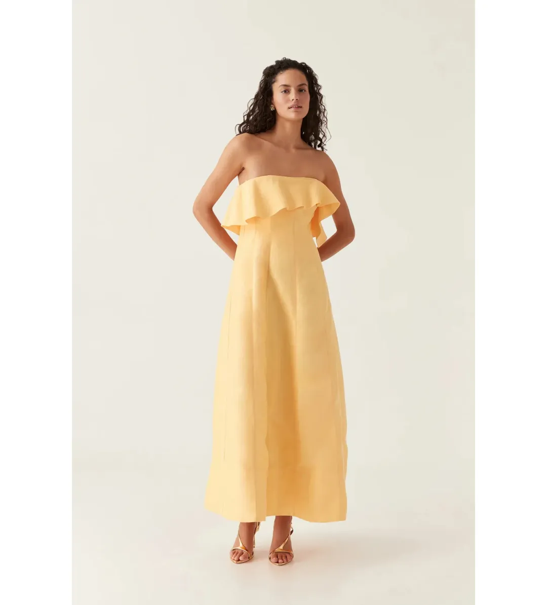 Aje Shallows Strapless Gown Marigold Yellow Size AU 10 for rent on The Volte - main image