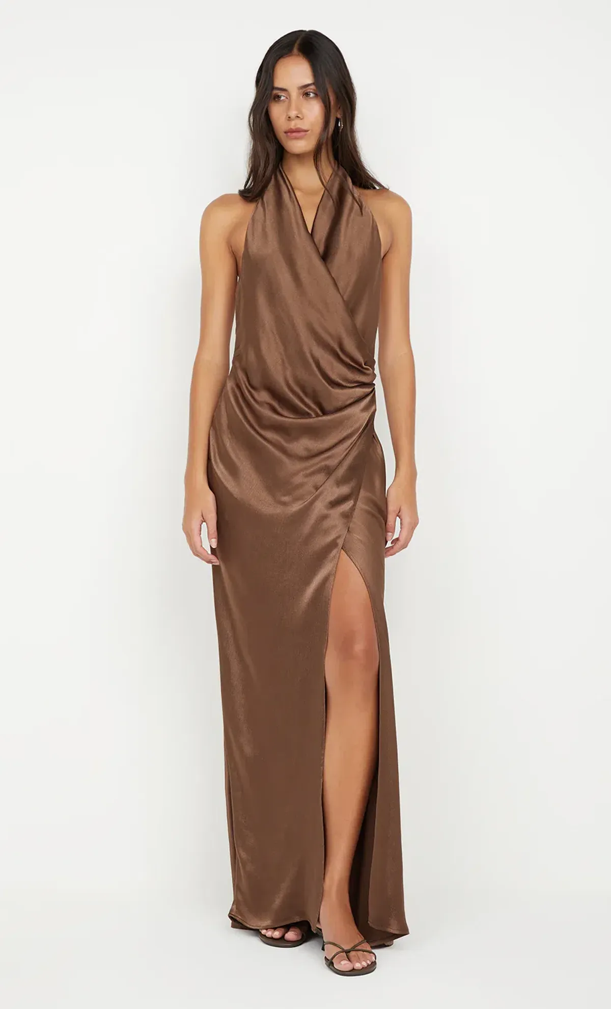 Bec & Bridge Elisia Wrap Maxi Dress Milk Chocolate Size 8 for rent on The Volte - main image