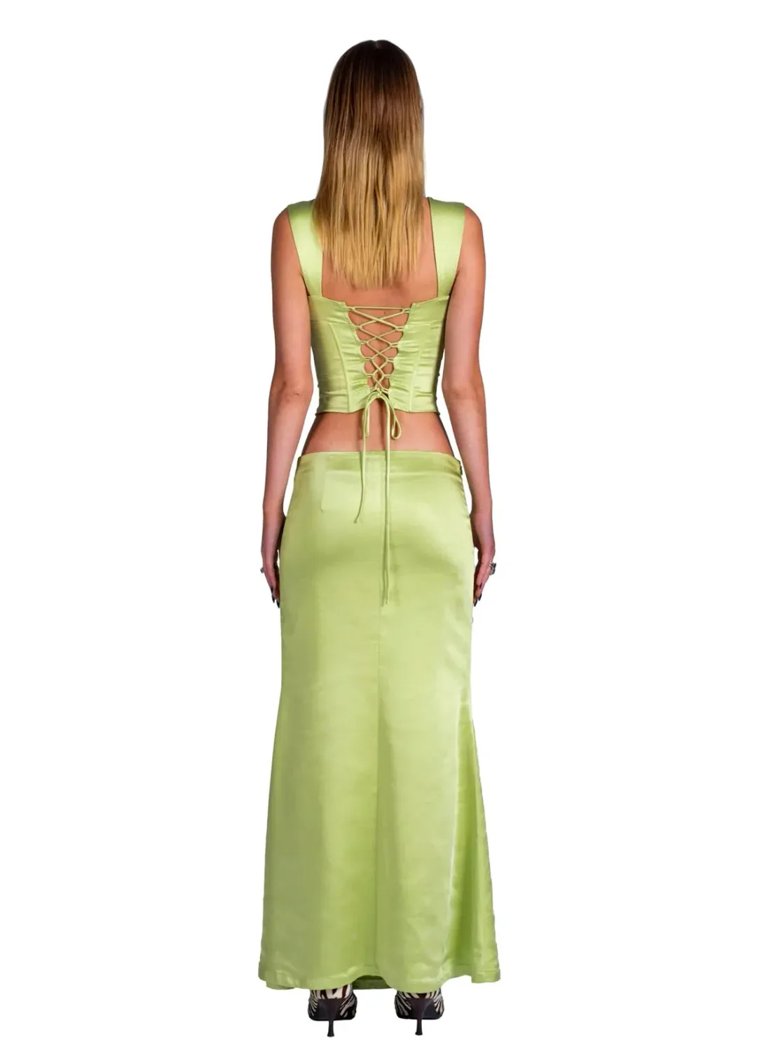 I Am Delilah Valerie Corset Size XS/AU 6 and Maxi Skirt Size S/AU 8 in Kiwi for rent on The Volte - main image