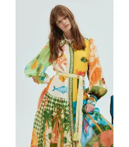 Alemais Paradiso Midi Shirtdress Multi Print Size AU 12 for rent on The Volte - image 4