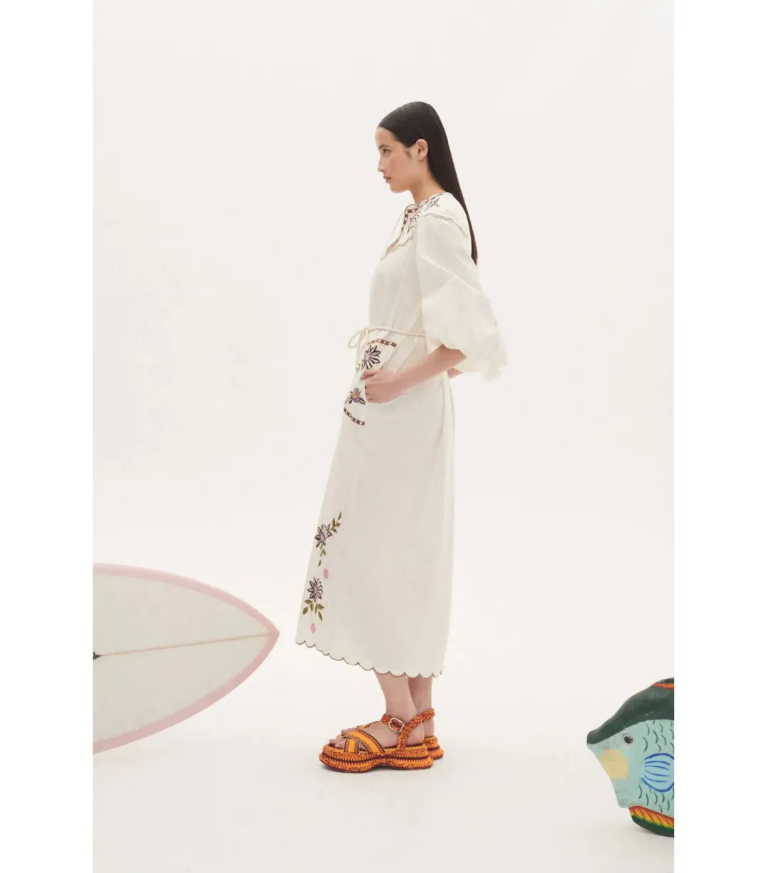 Alémais Nelly Embroidered Midi Dress Floral Size AU 12 for rent on The Volte - main image