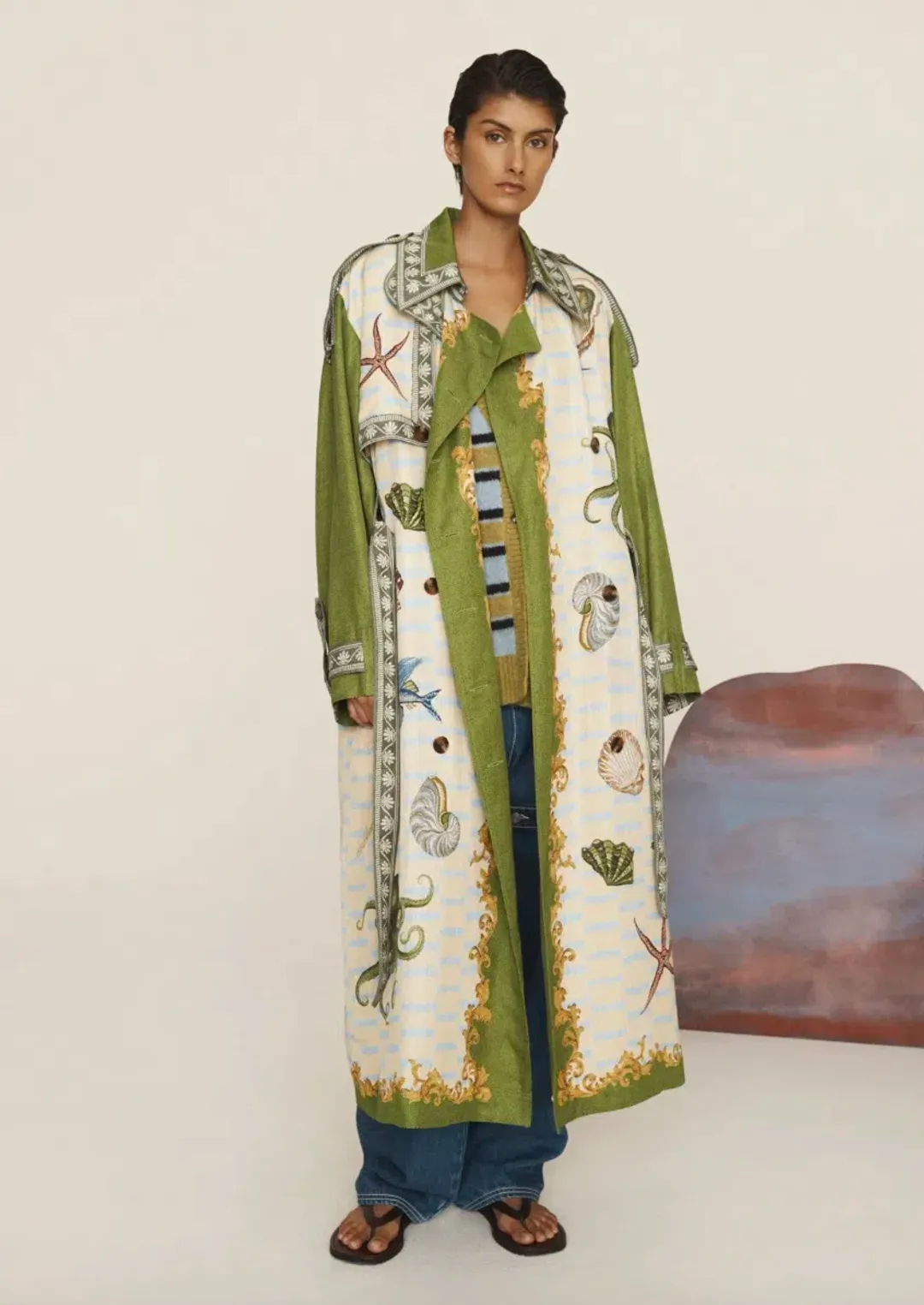 Alémais Bath House Trench Print  Size 16 for rent on The Volte - main image