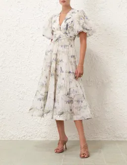 Zimmermann Pleated Midi Dress Blue Birds Size 3 AU 14 for rent on The Volte - image 2