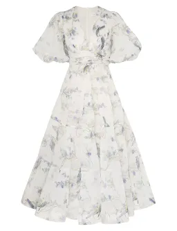 Zimmermann Pleated Midi Dress Blue Birds Size 3 AU 14 for rent on The Volte - image 4