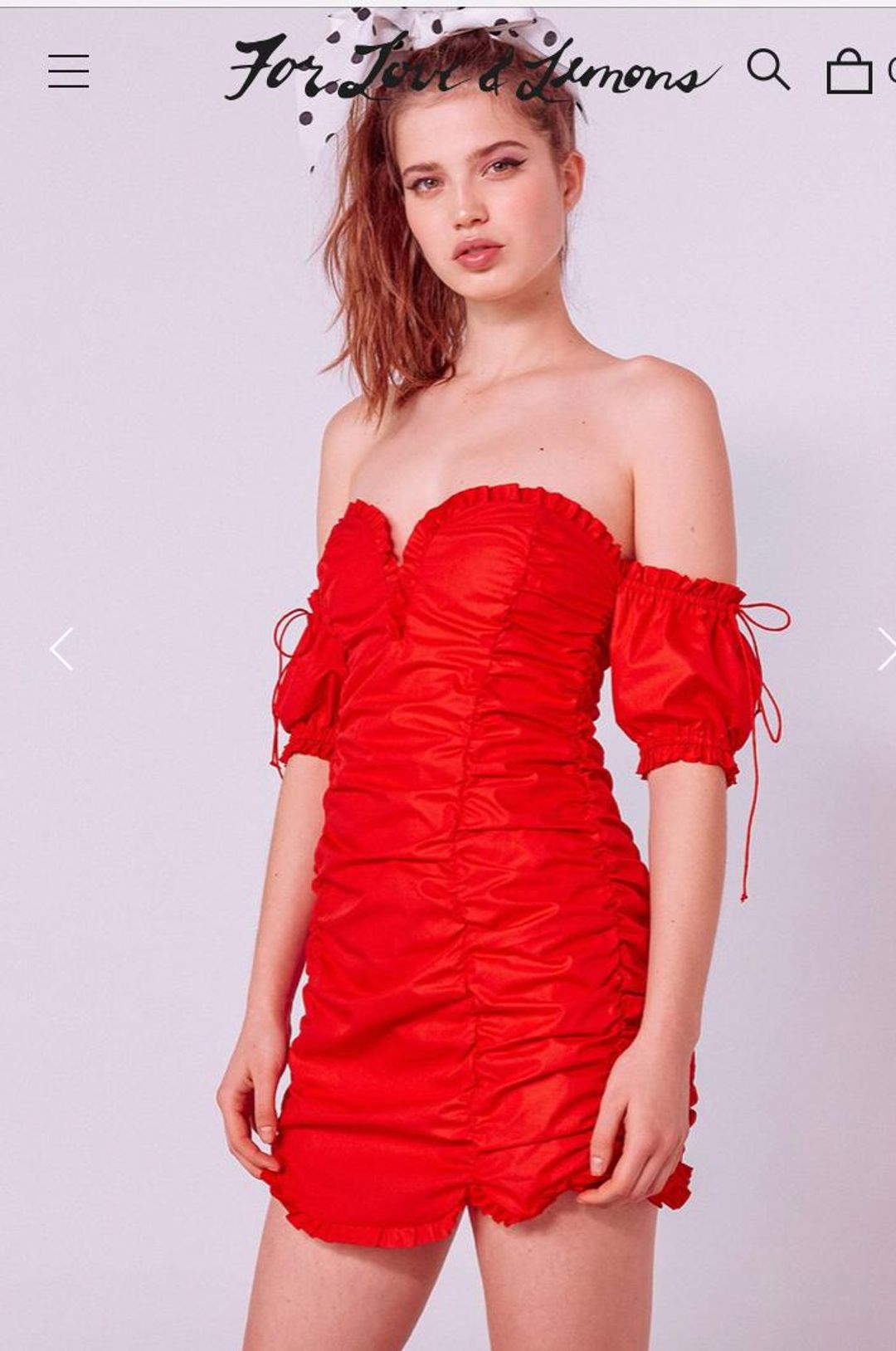 For love & lemons Jackson Shirred Mini Dress size 8 for rent on The Volte - main image