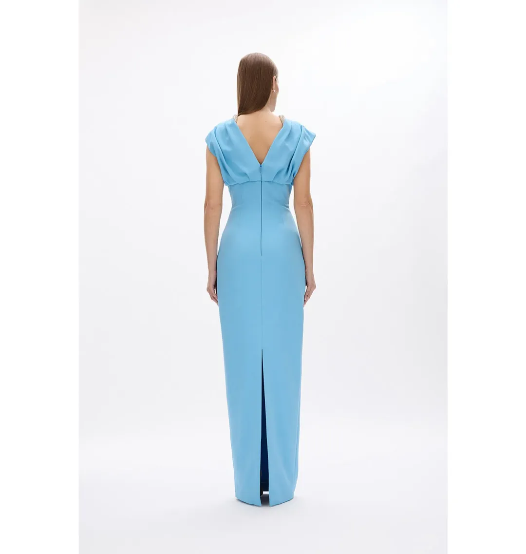 Rachel Gilbert Orion Trim Gown Blue Size 8/1 for rent on The Volte - main image