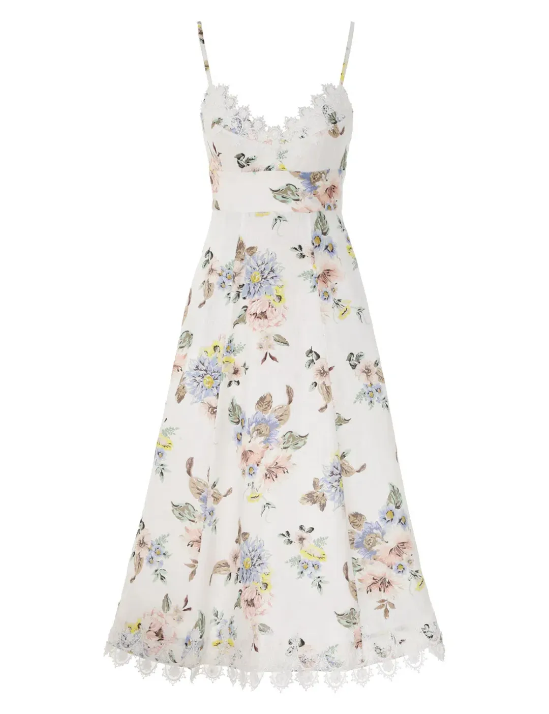 Zimmermann Appliqué Picnic Midi Dress Blue Floral Size 2 / Size Au 12 for rent on The Volte - main image