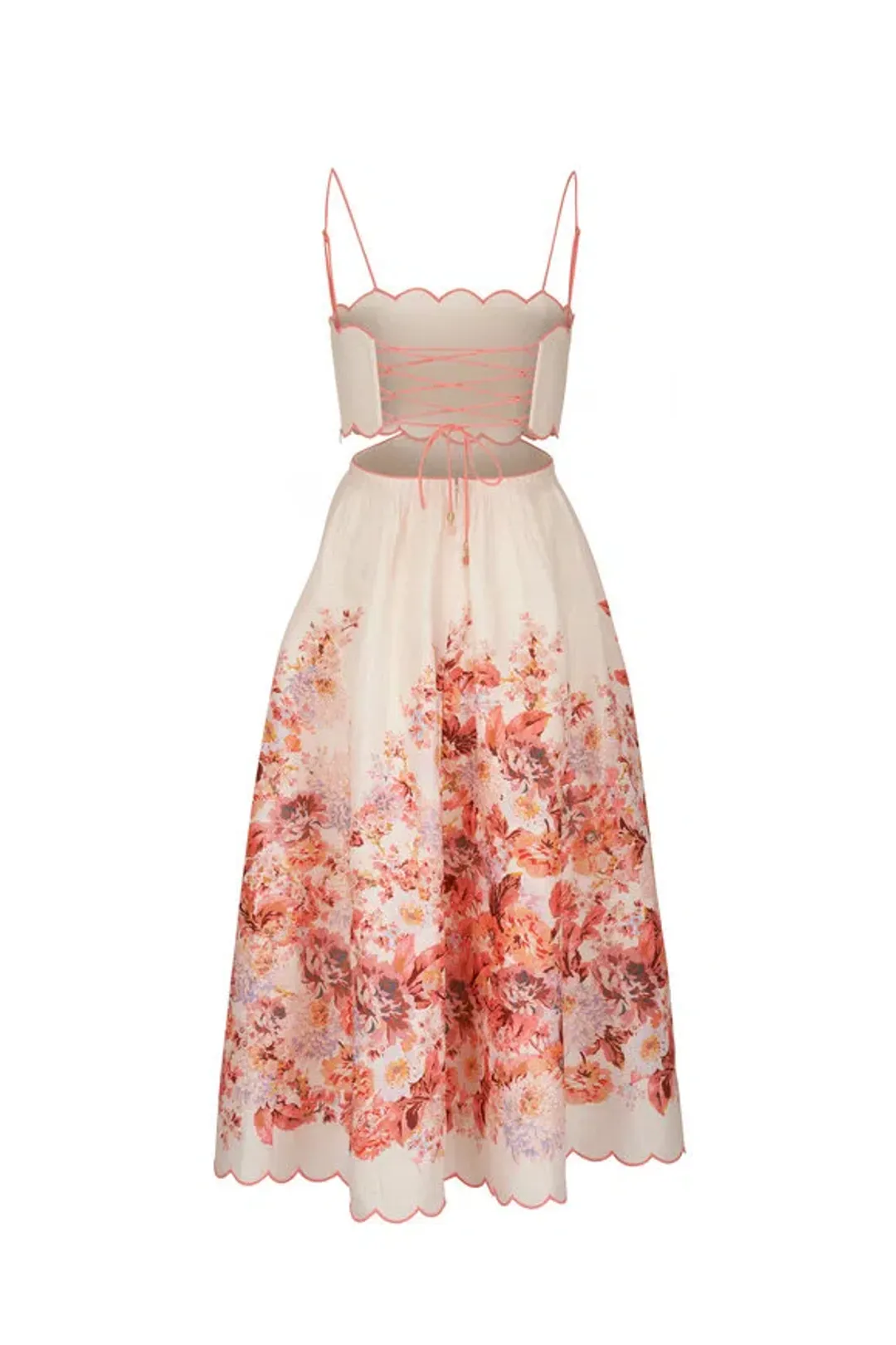 Zimmermann Devi Scallop Midi Dress Cream Floral Size 2 / AU 12 for rent on The Volte - main image