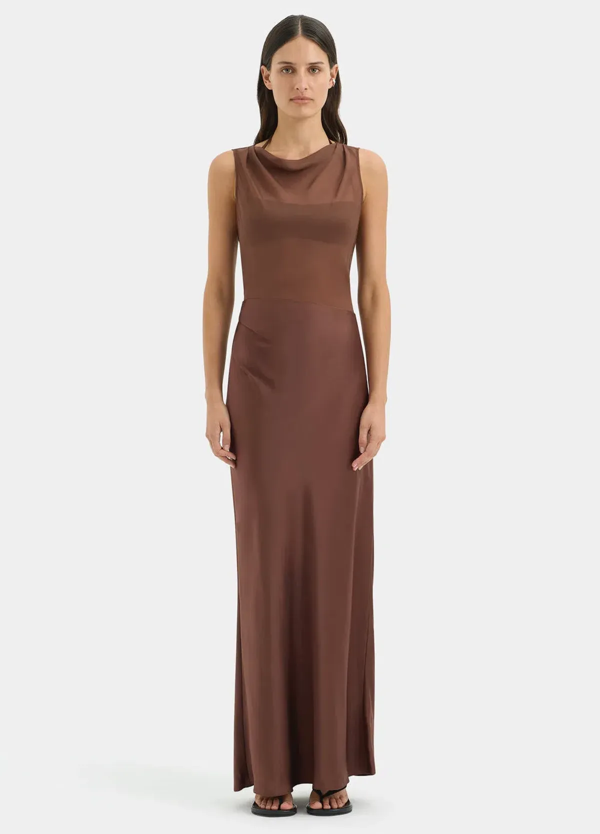 Sir the Label Luca Full Length Gown in Chestnut Brown Size 2 / AU 10 for rent on The Volte - main image