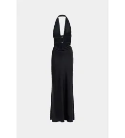 MISHA Celine Satin Maxi Dress Black Size 4/XXS for rent on The Volte - image 4