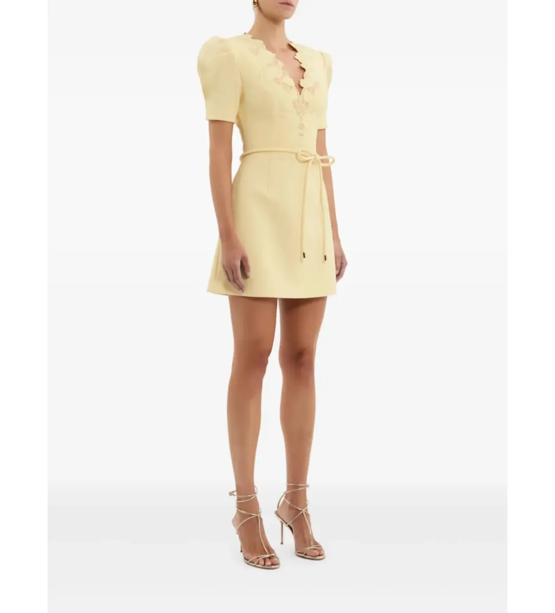 Rebecca Vallance Lulu Short Sleeve Mini Dress in Yellow Size AU 6 for rent on The Volte - main image
