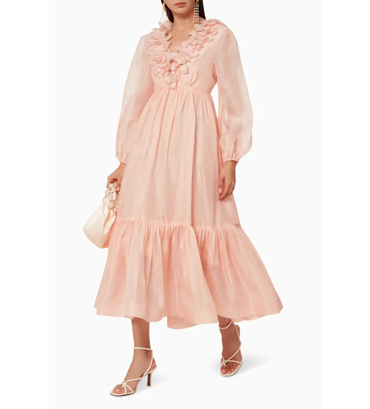 Zimmermann The Lovestruck Garland Midi Dress Pink Size 2 AU 12 for rent on The Volte - main image