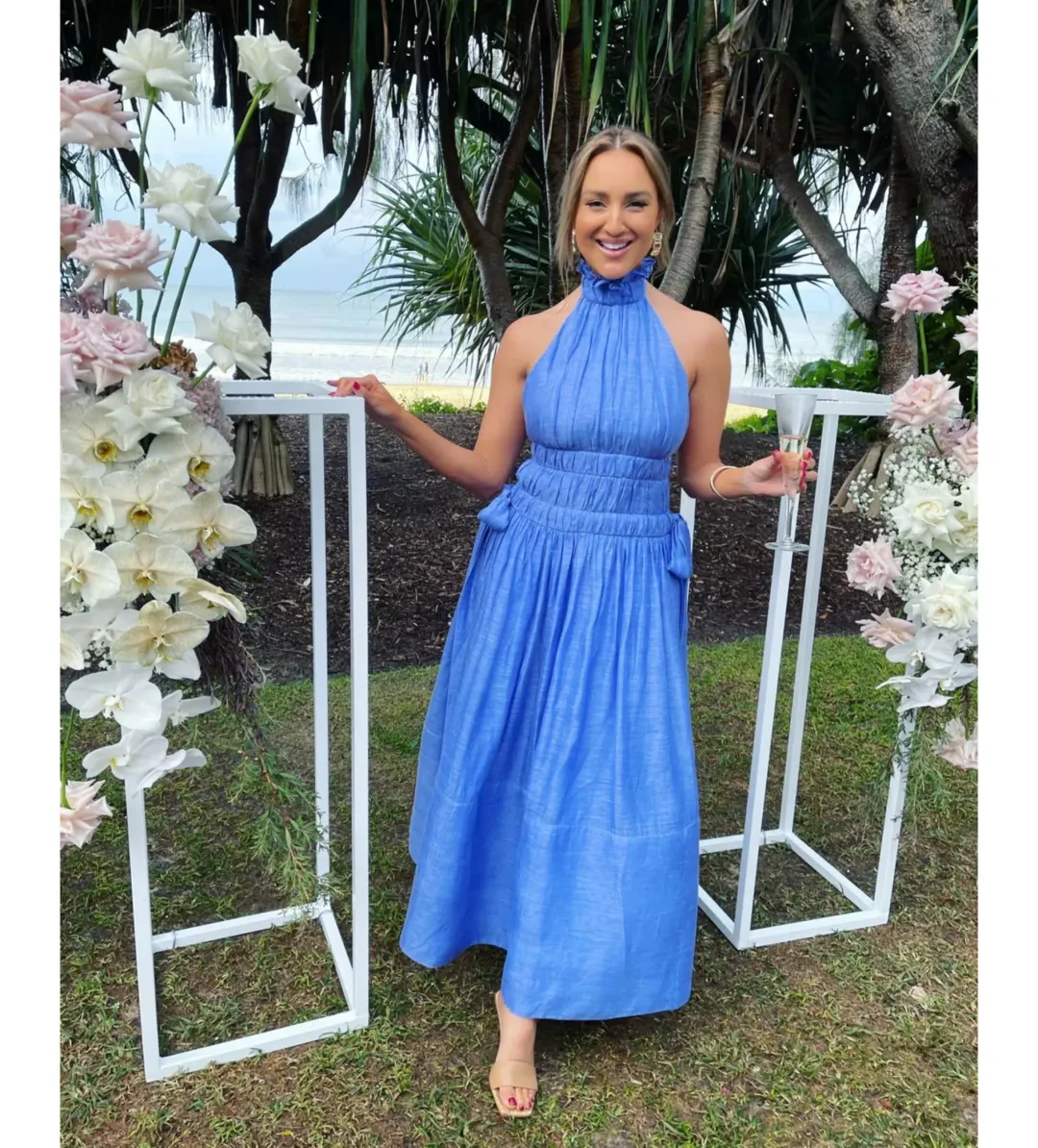 Zimmermann Luminous Halter Gown Cornflower Size 2 AU 12 for rent on The Volte - main image