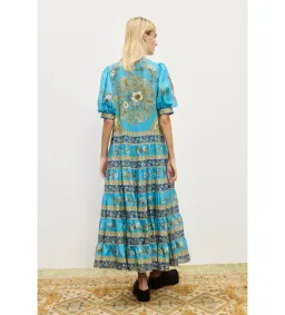 Alemais Cassie Tiered Midi Dress Blue Floral Size AU 8 for rent on The Volte - image 3