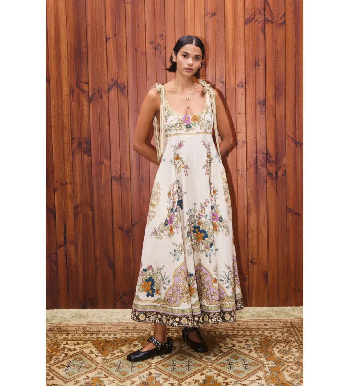 Alemais Antoinette Ballet Midi Sundress Cream Floral Size AU 8 for rent on The Volte - main image