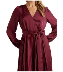 Forever New Ellery Pleated Wrap Midi Dress in Blackcurrant Size AU 6 for rent on The Volte - image 4