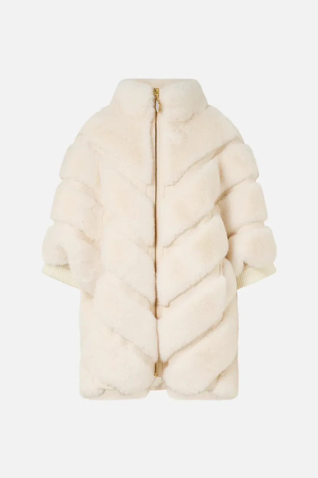 Camilla Tiled Time Faux Fur Short Sleeve Slouch Jacket White (M/L-AU12/14) for rent on The Volte - main image