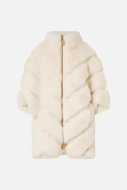 Camilla Tiled Time Faux Fur Short Sleeve Slouch Jacket White (M/L-AU12/14) for rent on The Volte - image 3