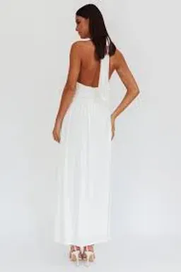 Italia Azure Gathered Waist Maxi Dress White Size  for rent on The Volte - image 2