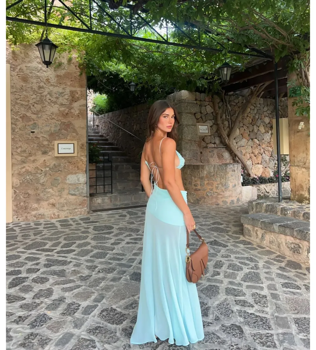 Natalie Rolt Dahlia Maxi Dress Baby Blue Size 1 AU 8 for rent on The Volte - main image