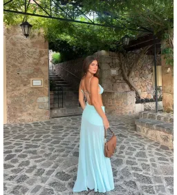 Natalie Rolt Dahlia Maxi Dress Baby Blue Size 1 AU 8 for rent on The Volte - image 4