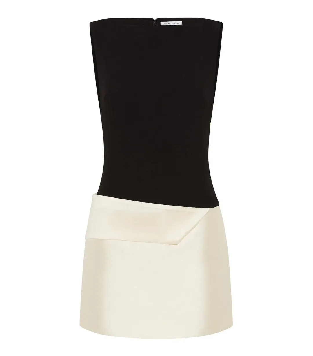Rachel Gilbert Rikki Foldover Stretch-crepe Mini Dress in Black/White Size AU 12 for rent on The Volte - main image