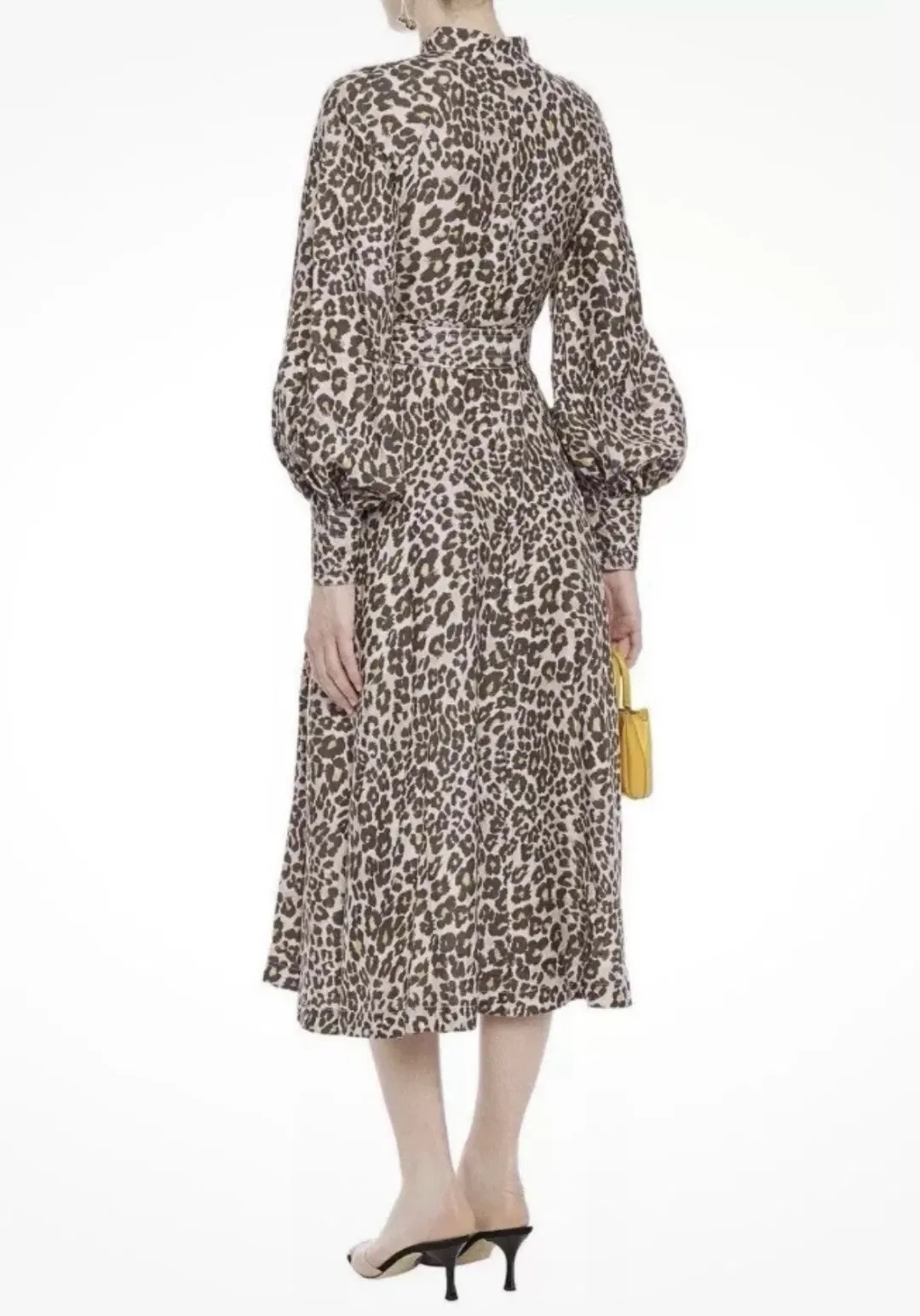Zimmermann Sabotage Button Up Midi Dress Soft Leopard Size AU 8 for rent on The Volte - main image