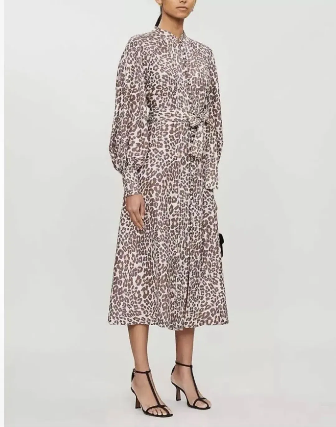 Zimmermann Sabotage Button Up Midi Dress Soft Leopard Size AU 8 for rent on The Volte - main image