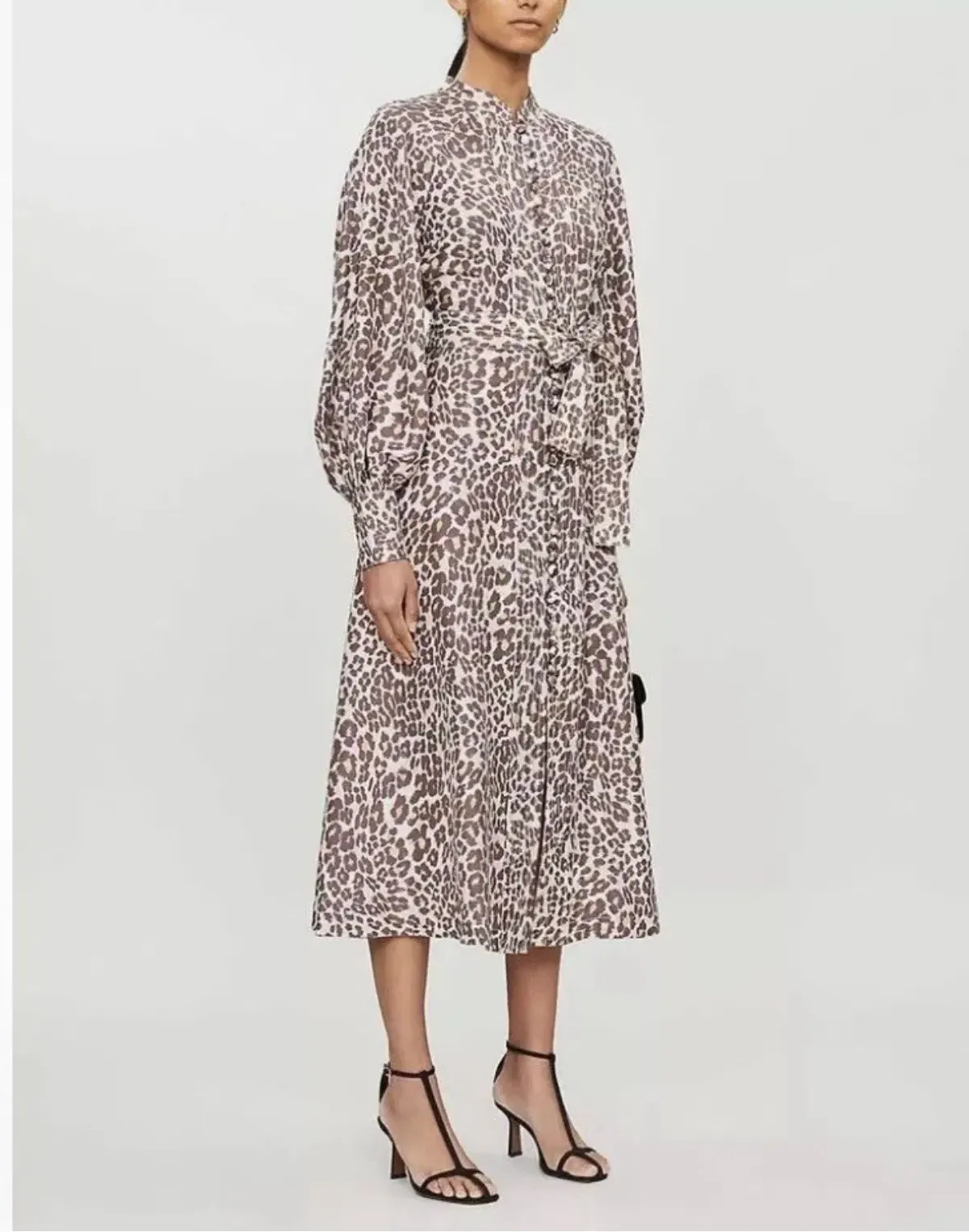 Zimmermann Sabotage Button Up Midi Dress Soft Leopard Size AU 8 for rent on The Volte - main image