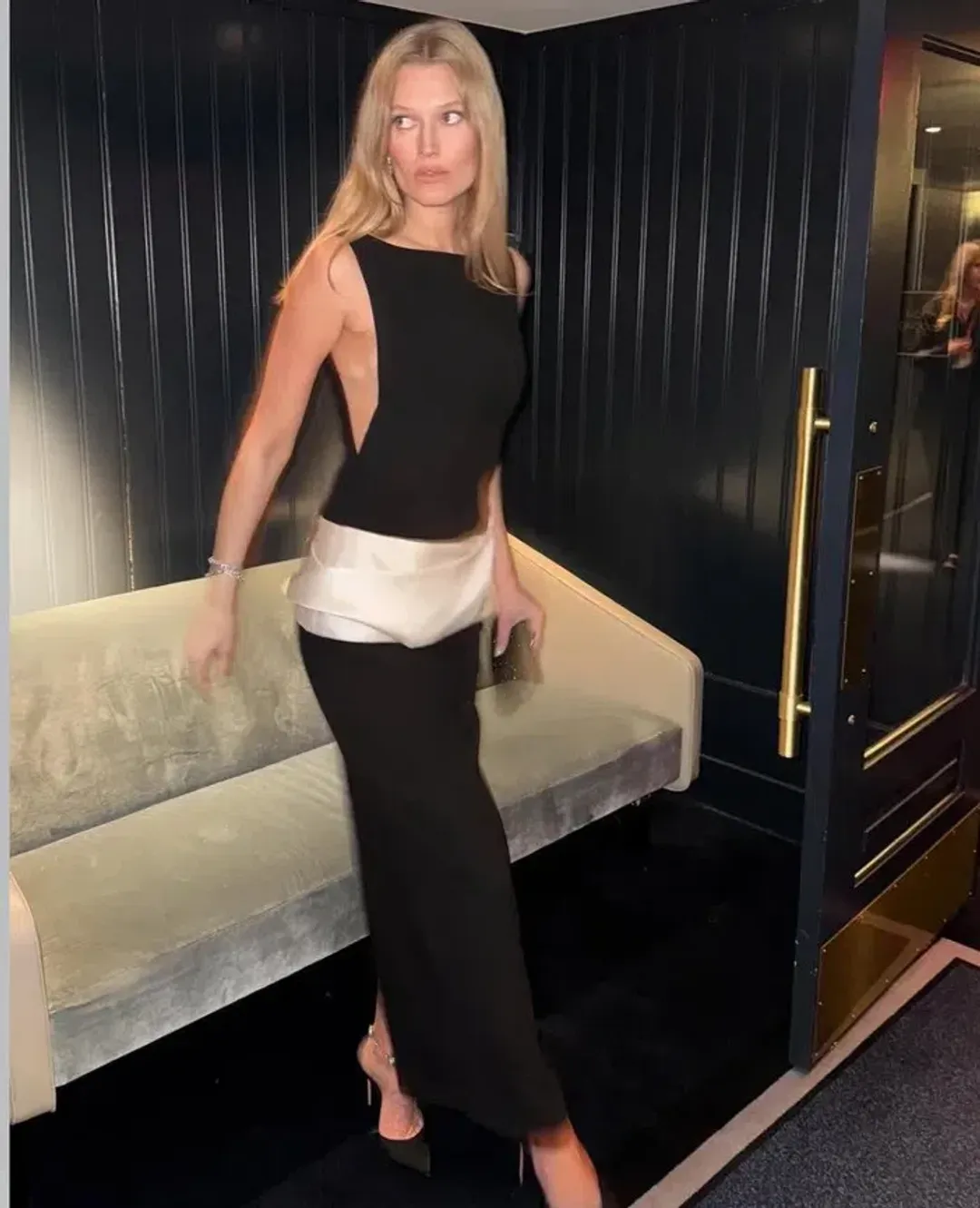 Rachel Gilbert Rikki Floor Length Gown In Black/Ivory Size AU 6 for rent on The Volte - main image